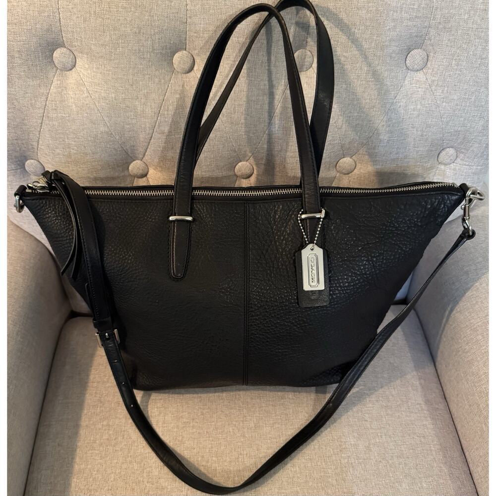 Coach Bleecker Handbag Pebbled Black Leather Satchel